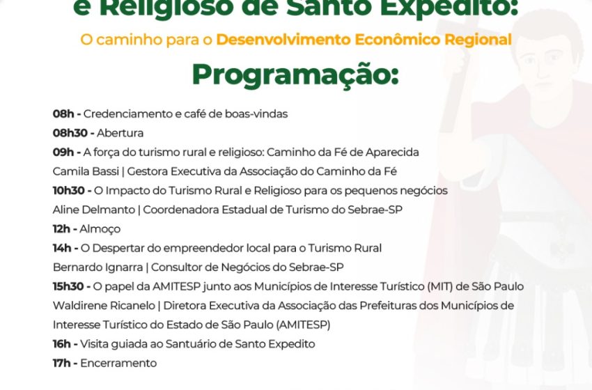 Sebrae-SP promove 1º Seminário de Turismo Rural e Religioso de Santo Expedito